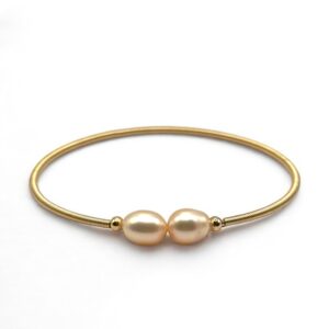6 – 7 mm Champagne Pearl Gold Plated Bangle