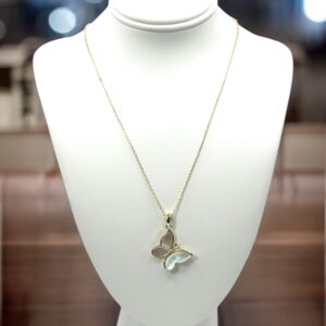 Mother of Pearl Butterfly Shaped Pendant Necklace