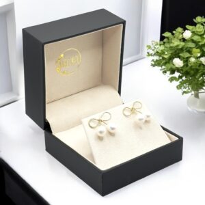 7 – 8 mm White Pearl Bow Stud Earrings