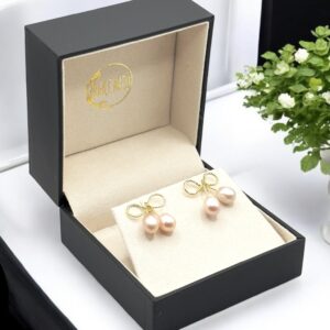 7 – 8 mm Champagne Pearl Bow Stud Earrings