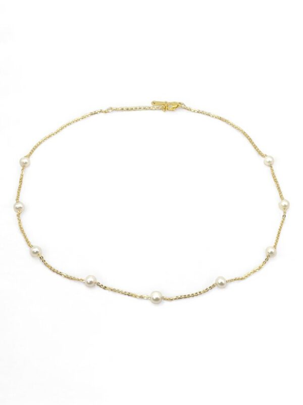 5 – 6 mm White Pearl Gold Plated Chain Necklace