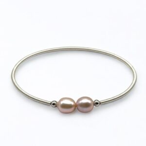 6 – 7 mm Champagne Pearl Stainless Bangle