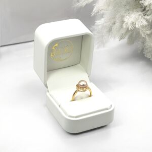 8 – 9 mm Champagne Pearl Leaf Shaped Ring