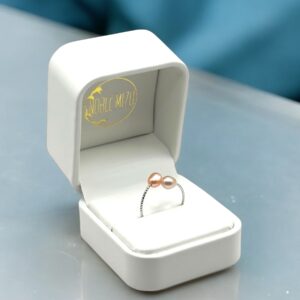 5 – 6 mm Lavender & Champagne Oval Pearl Stainless Ring