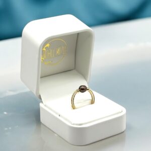 5 – 6 mm Black Oval Pearl Gold Plated Loop Ring