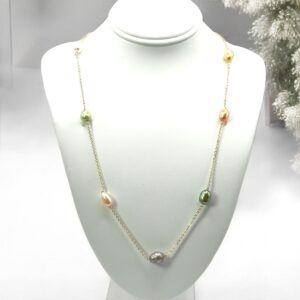 5 – 6 mm Multi Color Pearl Chain Necklace