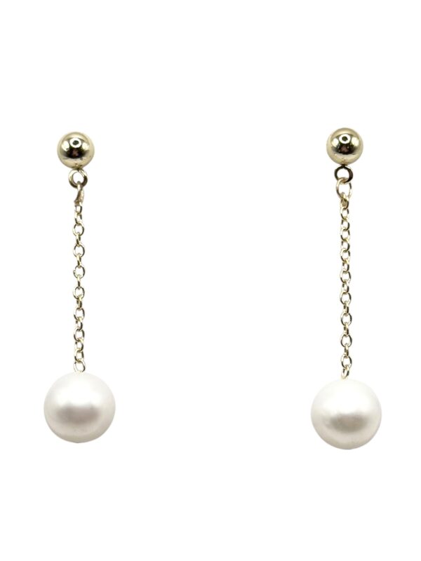 9 – 10 mm White Pearl Dangling Earrings
