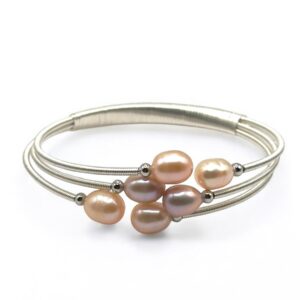 6 – 7 mm Multi Color Pearl Stainless Bangle