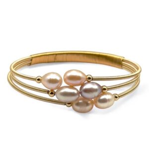 6 – 7 mm Multi Color Pearl Gold Bangle