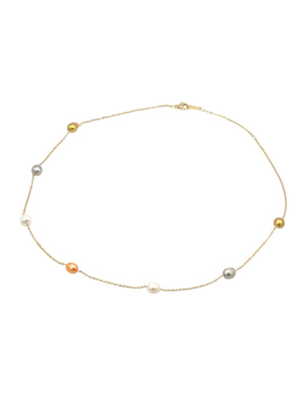 5 – 6 mm Multi Color Pearl Chain Necklace