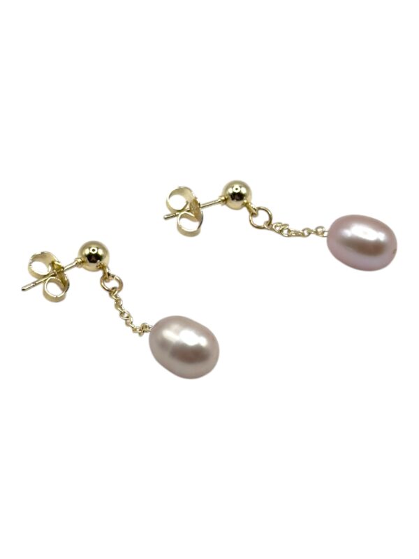 8 – 9 mm Champagne Oval Pearl Dangling Earrings