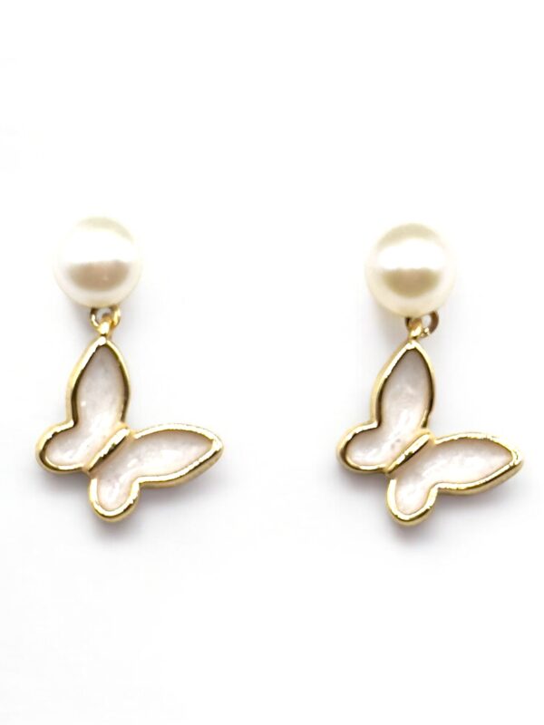 5 – 6 mm White Pearl Butterfly Drop Earrings