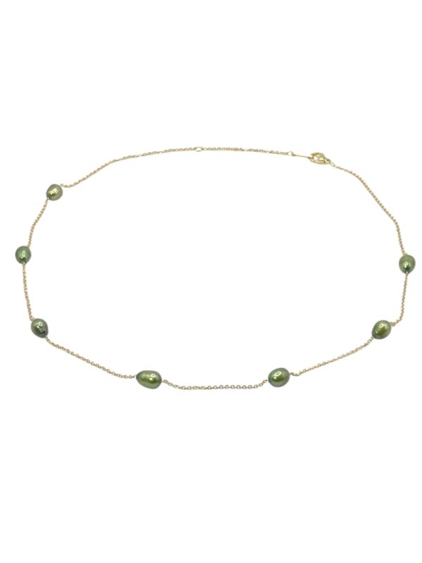 6 – 7 mm Green Pearl Chain Necklace