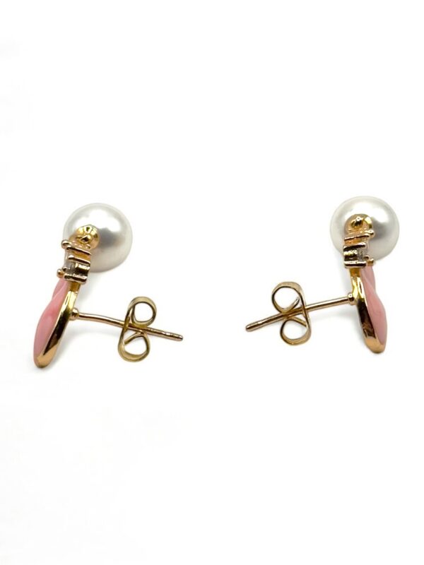 8 mm White Pearl Butterfly Drop Earrings