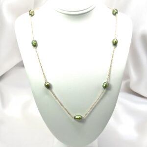 6 – 7 mm Green Pearl Chain Necklace