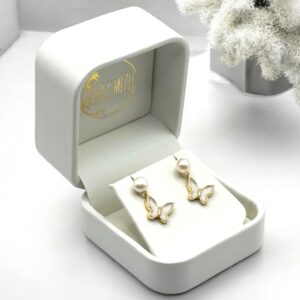 5 – 6 mm White Pearl Butterfly Drop Earrings