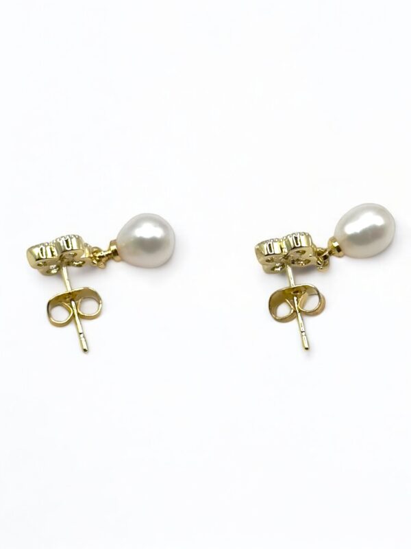 6 – 7 mm White Pearl Leaf Clover Drop Earrings