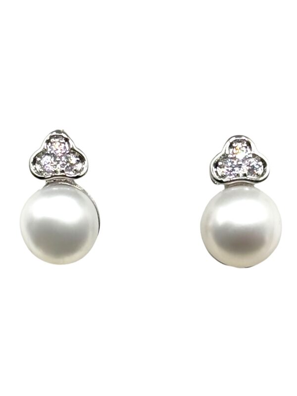 7 – 8 mm White Pearl with Crystal Earrings