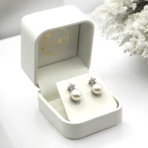 8 – 9 mm White Pearl Star Shaped Earrings