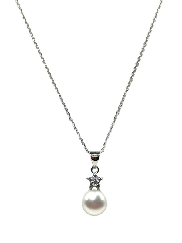8 – 9 mm White Star Pendant Necklace