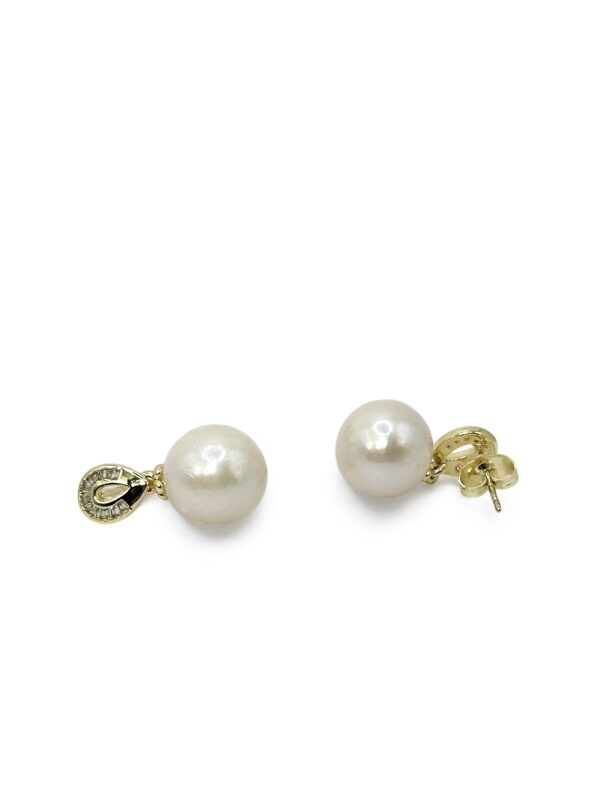 14 mm White Pearl Gold Plated Tear Drop Shaped Earrings