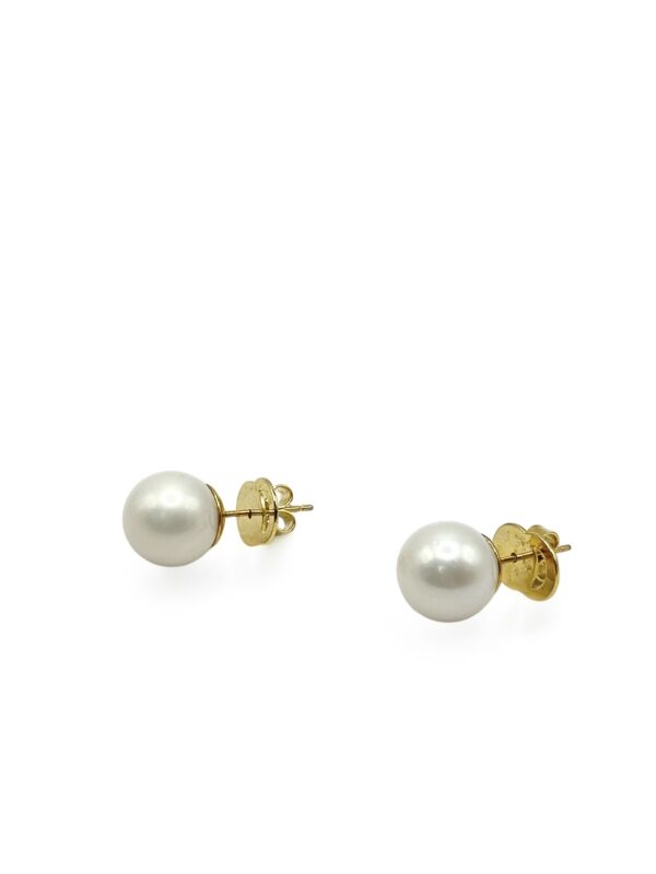 12 mm White Pearl Gold Plated Stud Earrings