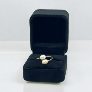 5 – 6 mm White Oval Pearl Gold Plated Ring