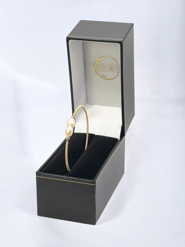 6 – 7 mm Champagne Pearl Gold Plated Bangle