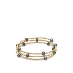 5 – 6 mm Multi Loop Black Pearl Gold Plated Bangle