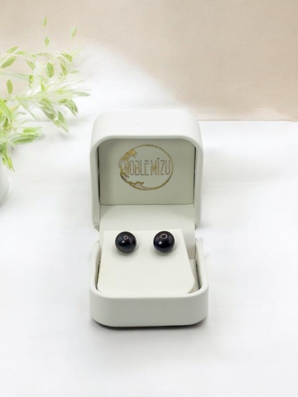 9 – 10 mm Black Pearl Stainless Stud Earrings