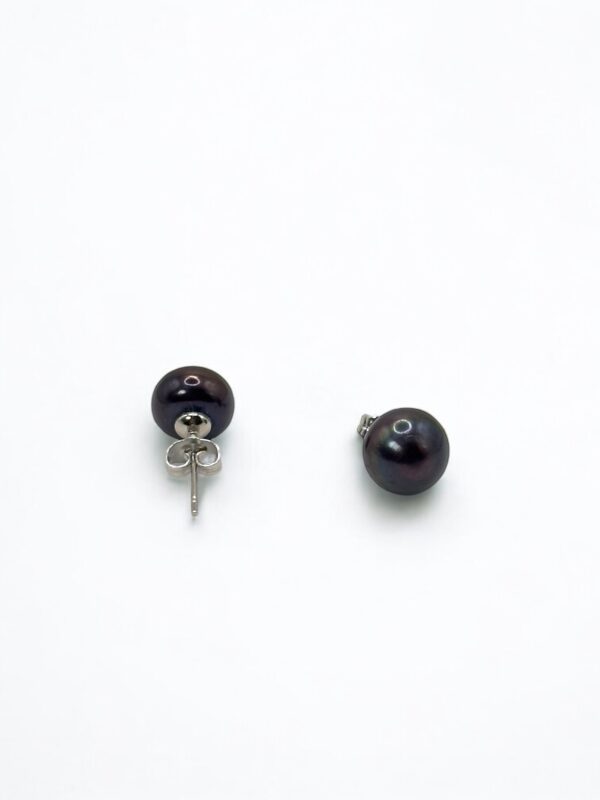 9 – 10 mm Black Pearl Stainless Stud Earrings