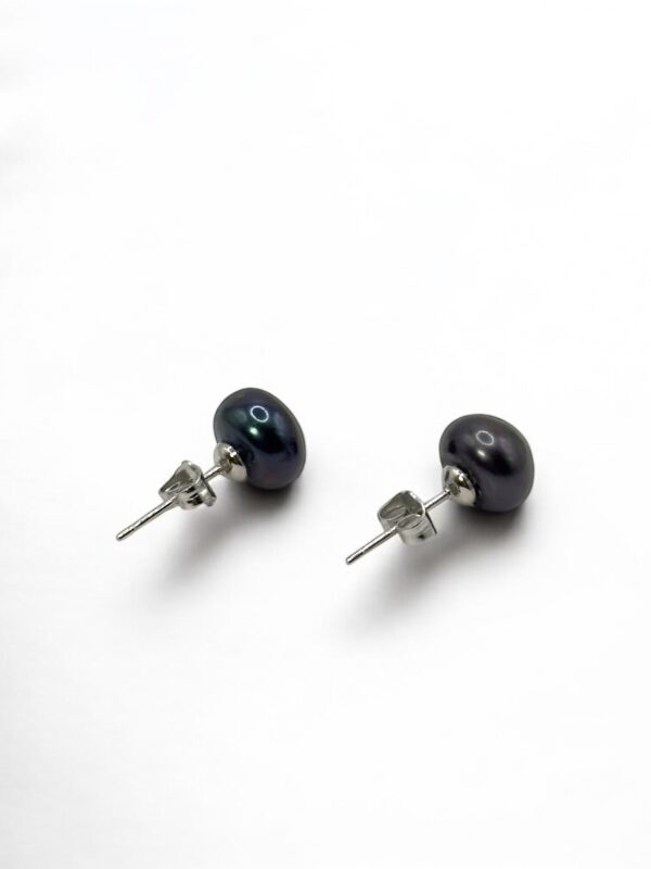9 – 10 mm Black Pearl Stainless Stud Earrings