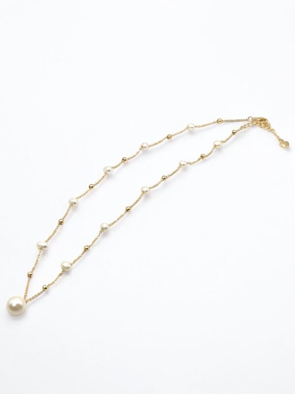 9 – 10 mm White Pearl Gold Plated Pendant Necklace