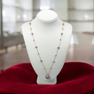 10 – 11 mm Purple Pearl Chain Pendant Necklace