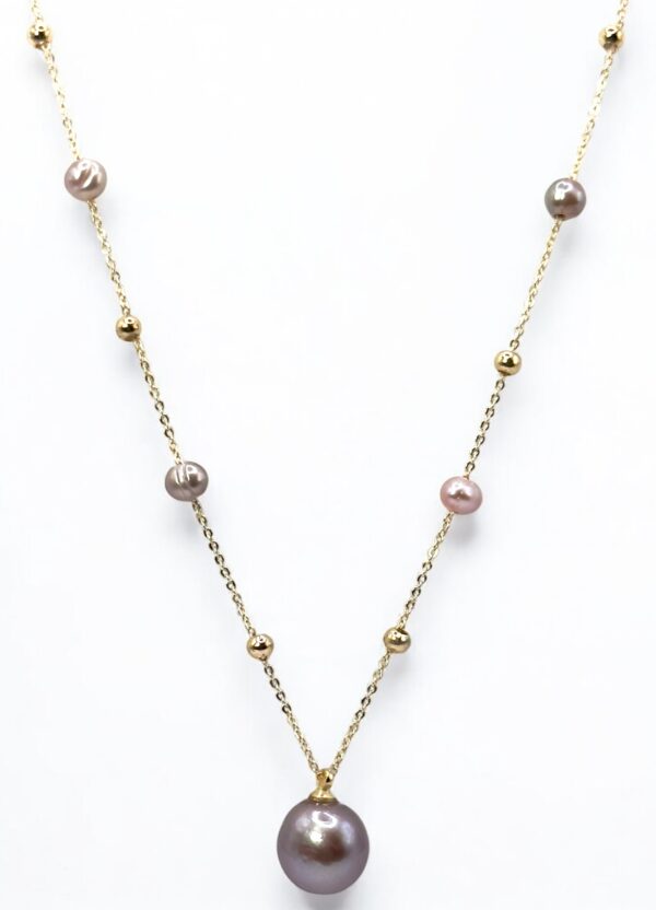 10 – 11 mm Purple Pearl Chain Pendant Necklace