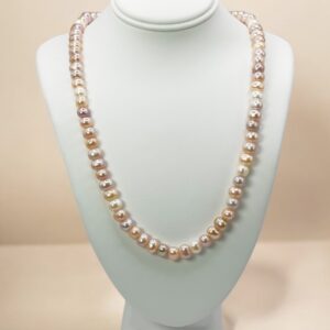 6 – 7 mm Multi Color Oval Pearl Necklace Strand