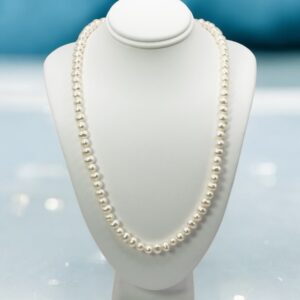 5 – 6 mm White Oval Pearl Necklace Strand