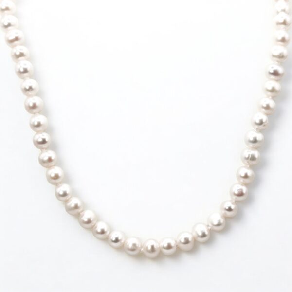 5 – 6 mm White Oval Pearl Necklace Strand
