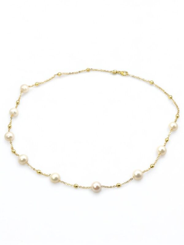 8 – 9 mm White Pearl Gold Plated Chain Necklace