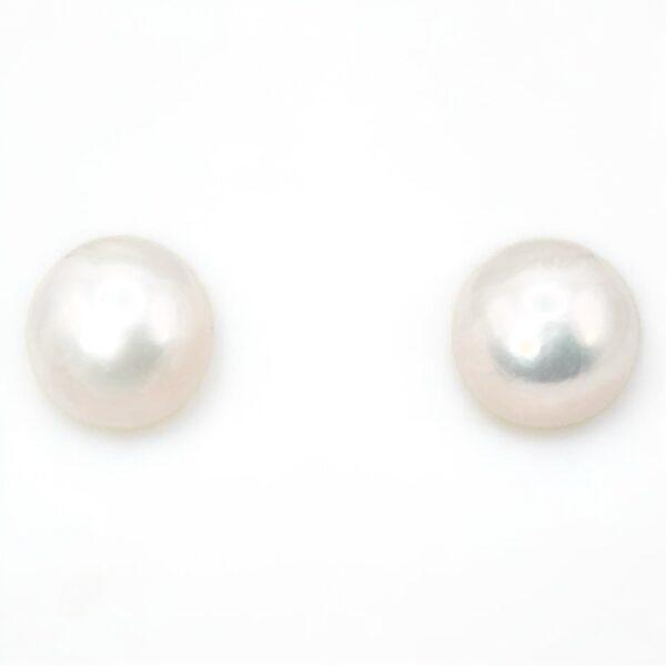 12 mm White Pearl Gold Plated Stud Earrings