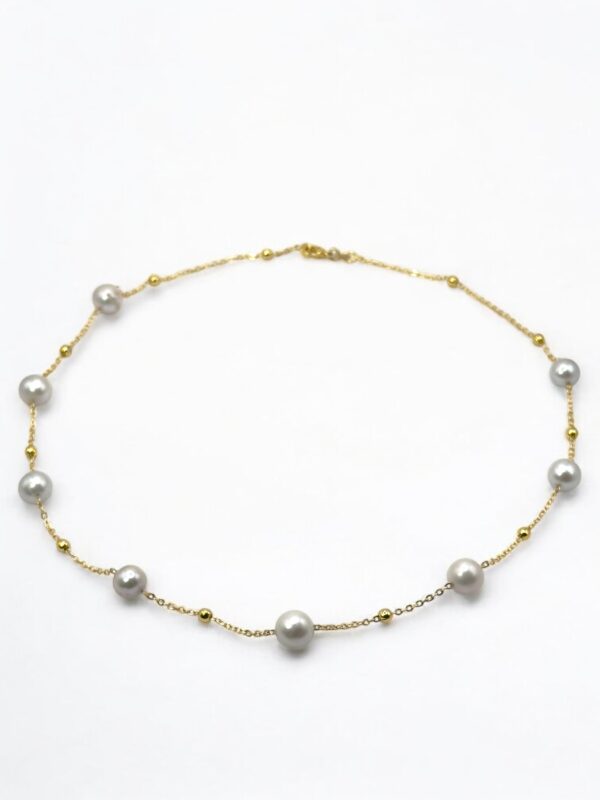 8 – 9 mm Gray Pearl Gold Plated Chain Necklace