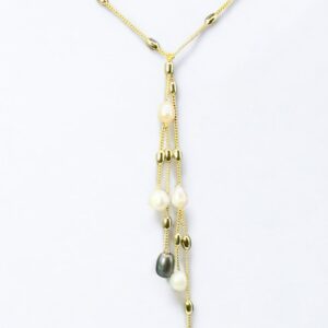 8 – 9 mm Multi Color Pearl Long Overlapping Necklace