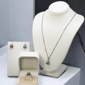 7 – 8 mm Black Pearl Set Stainless