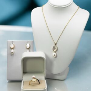 7 – 8 mm White Oval Mother of Pearl Drop Set