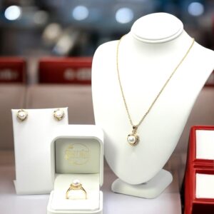 7 – 8 mm White Pearl Leaf Shaped Set