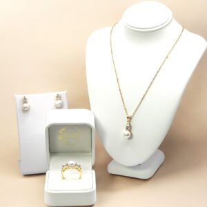 7 – 8 mm White Pearl with Crystal Set